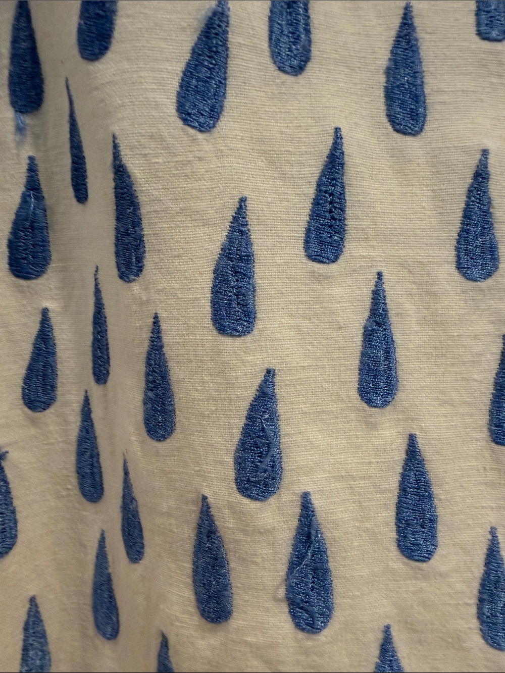 A-Line White Skirt with Blue Teardrop Print - Picture 2 of 5